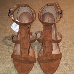 Christian Siriano brown fringe heels
